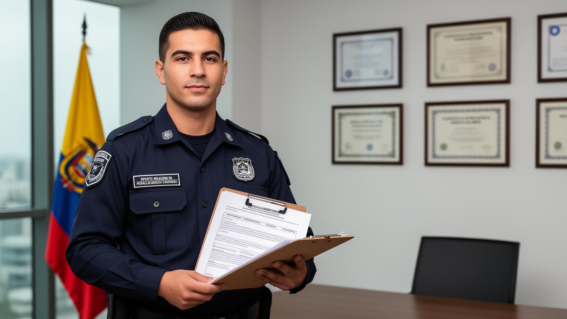 Documentos oficiales de licencia de seguridad privada y carnet de guarda autorizado